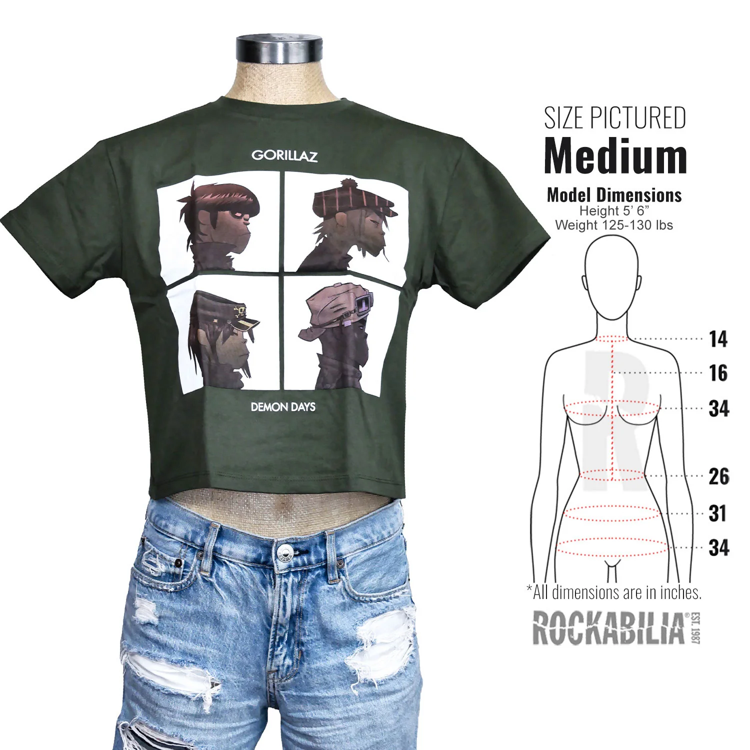 Demon Days Ladies Crop Top Junior Top - Image 4