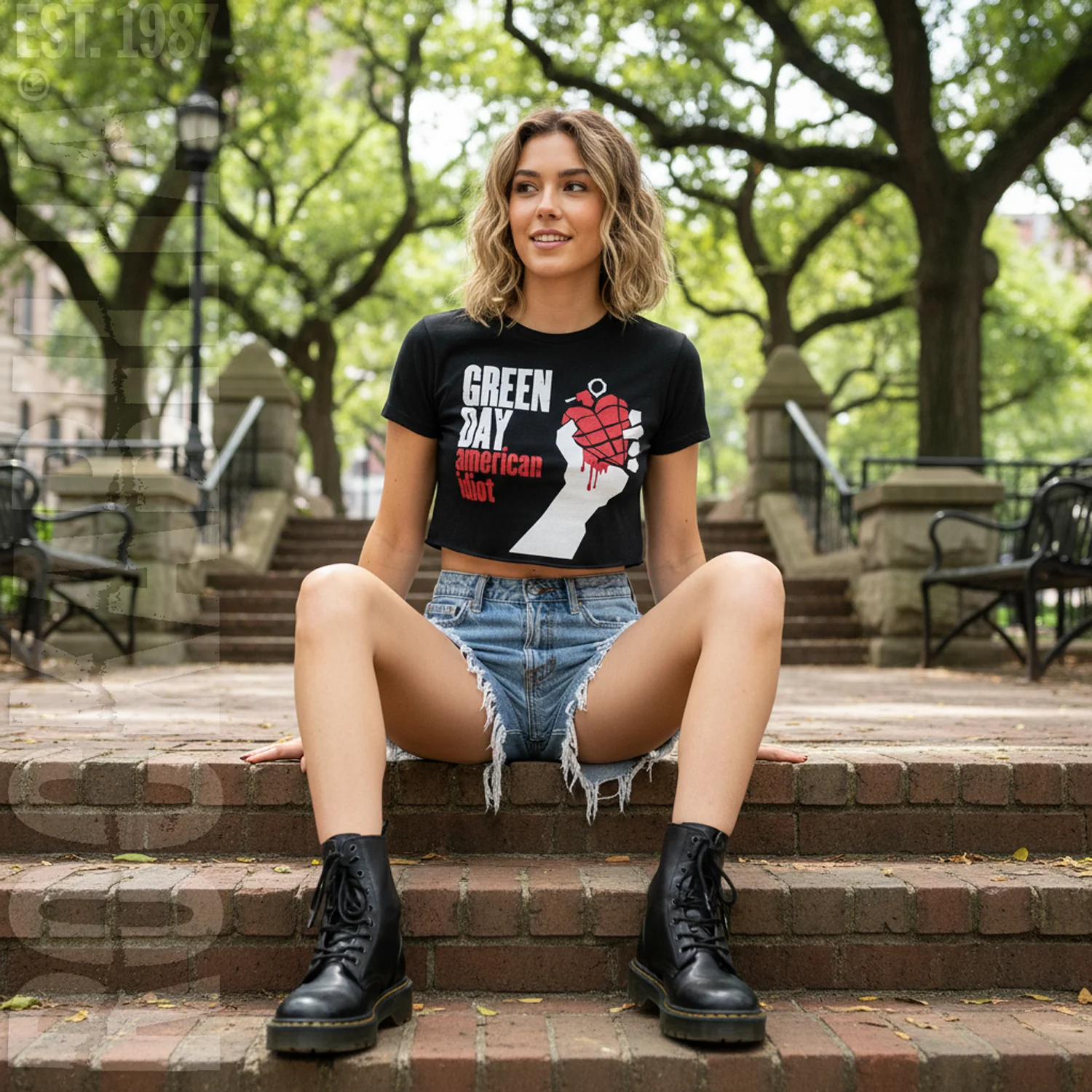 American Idiot Ladies Crop Top Junior Top - Image 3